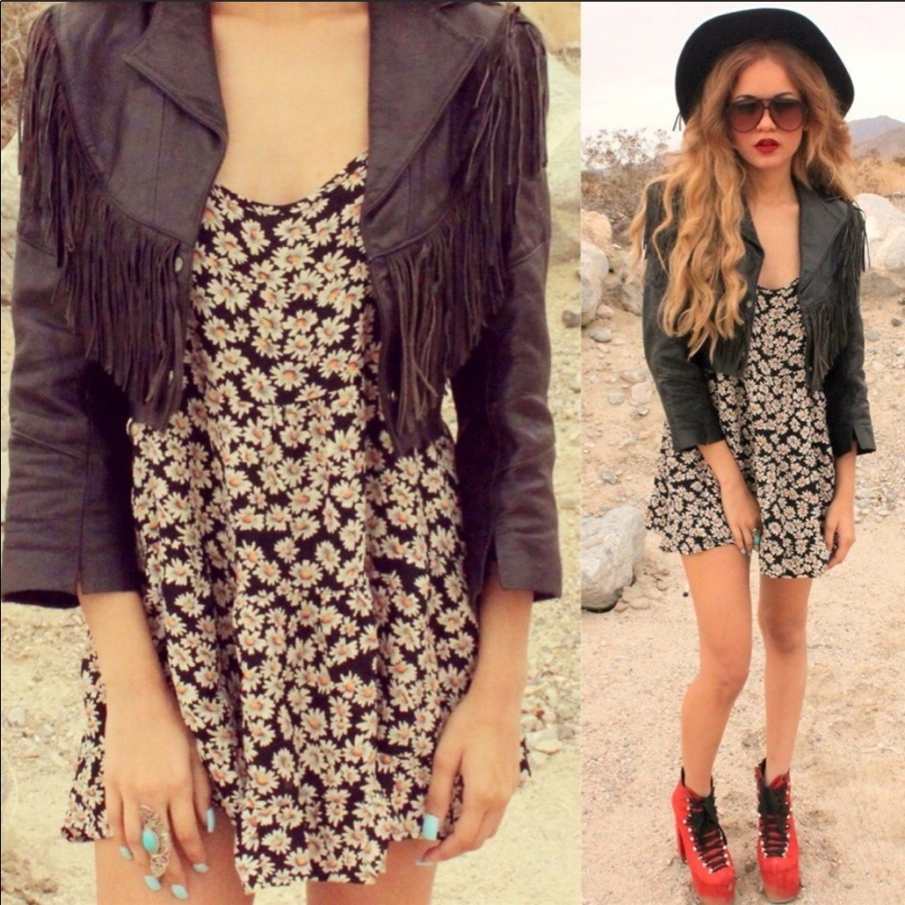 Black Daisy Mini Dress